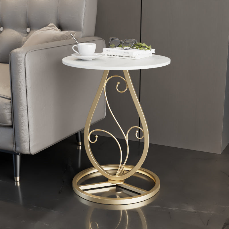 Luxury Round Sintered Stone Metal Coffee Table