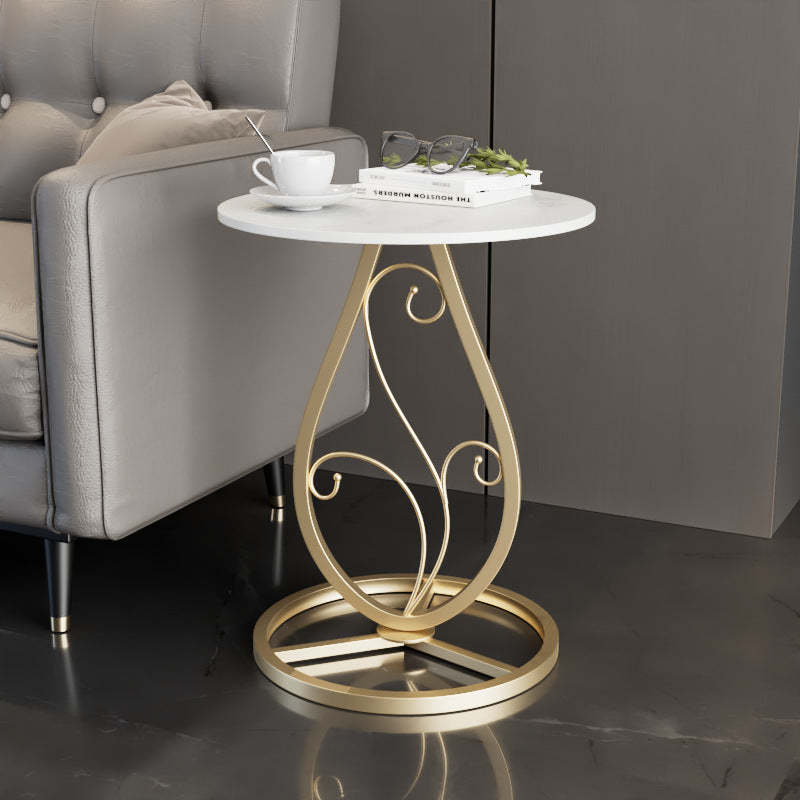 Luxury Round Sintered Stone Metal Coffee Table