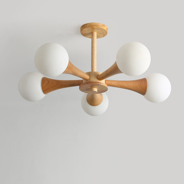Japanese Log Fork Semi-Flush Ceiling Light