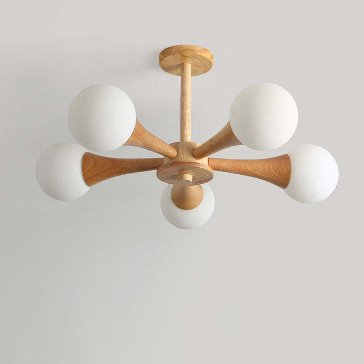 Japanese Log Fork Semi-Flush Ceiling Light