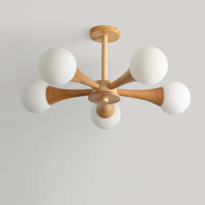 Japanese Log Fork Semi-Flush Ceiling Light