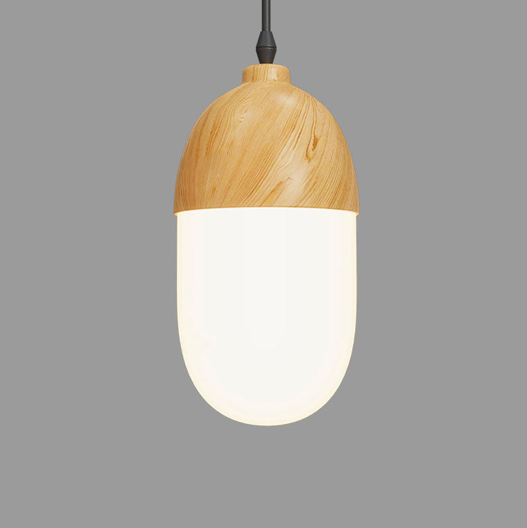 Japanese Wood Grain Oval Iron Pendant Light — C / 220V-240V For UK/AU