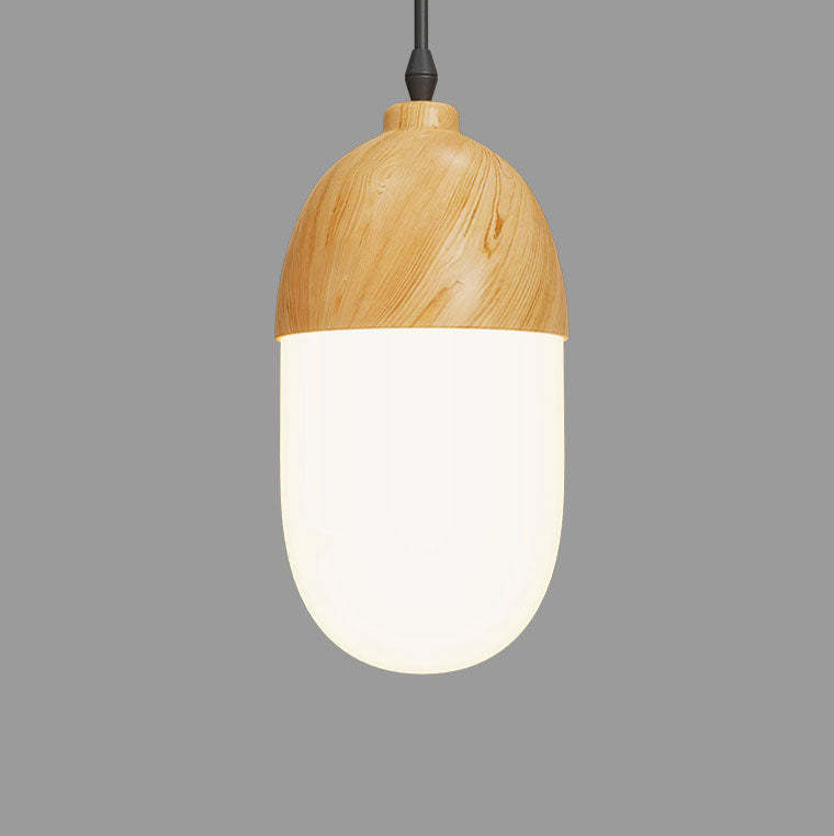 Japanese Wood Grain Oval Iron Pendant Light — C / 220V-240V For UK/AU