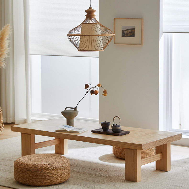 Japanese Wood 4-Leg Rectangular Coffee Table