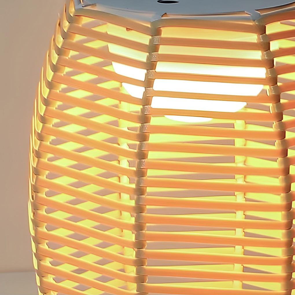 Portable Rattan Lantern LED Solar Outdoor Floor Lamp