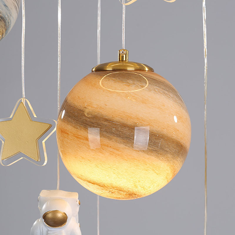 Scandinavian Space Planet Acrylic Glass LED Kids Flush Light