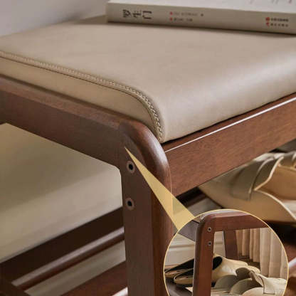 Minimalist Leather Wood 1-Shelf Shoe Storage