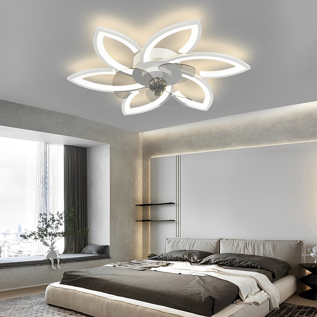Flower Smart Silent Dimming LED Modern Fan