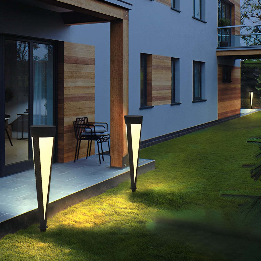 Round Outdoor Waterproof LED Gray Modern Solar Outdoor Lights Lawn Lamp-Lighom