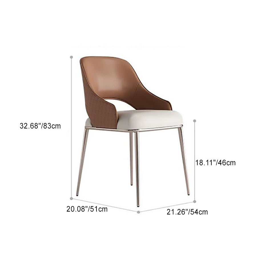 Scandinavian Leather Metal Dining Armchair