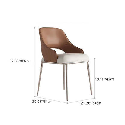 Scandinavian Leather Metal Dining Armchair