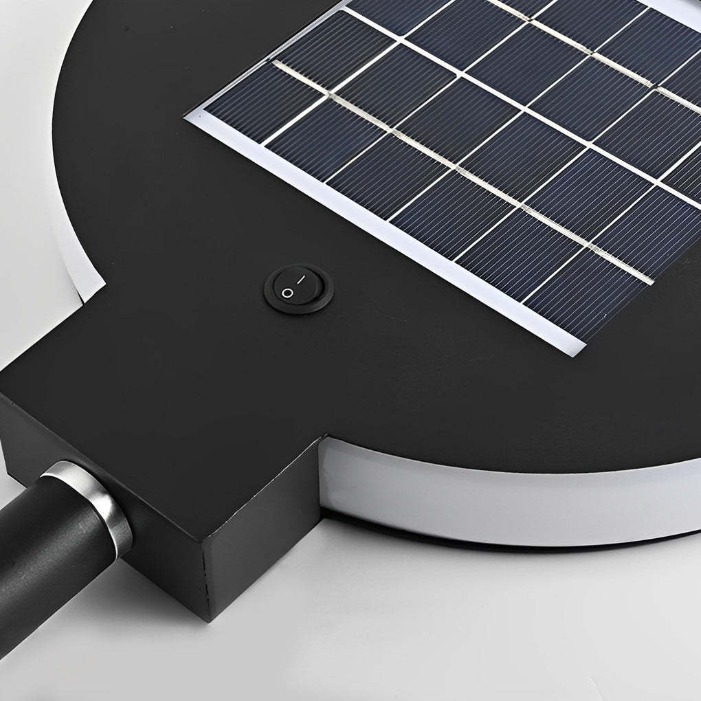 Circular Geometric Black LED Modern Solar Lawn Light