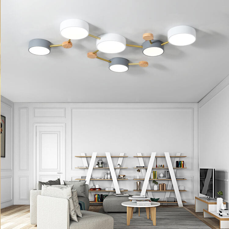 Acrylic flush mount lighting in gray — Warm White (3000K) / 3-Light / 220V-240V (UK/AU)