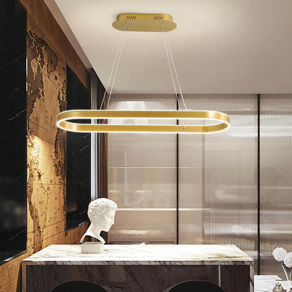 Minimalist Luxury Oval Aluminum LED Chandelier