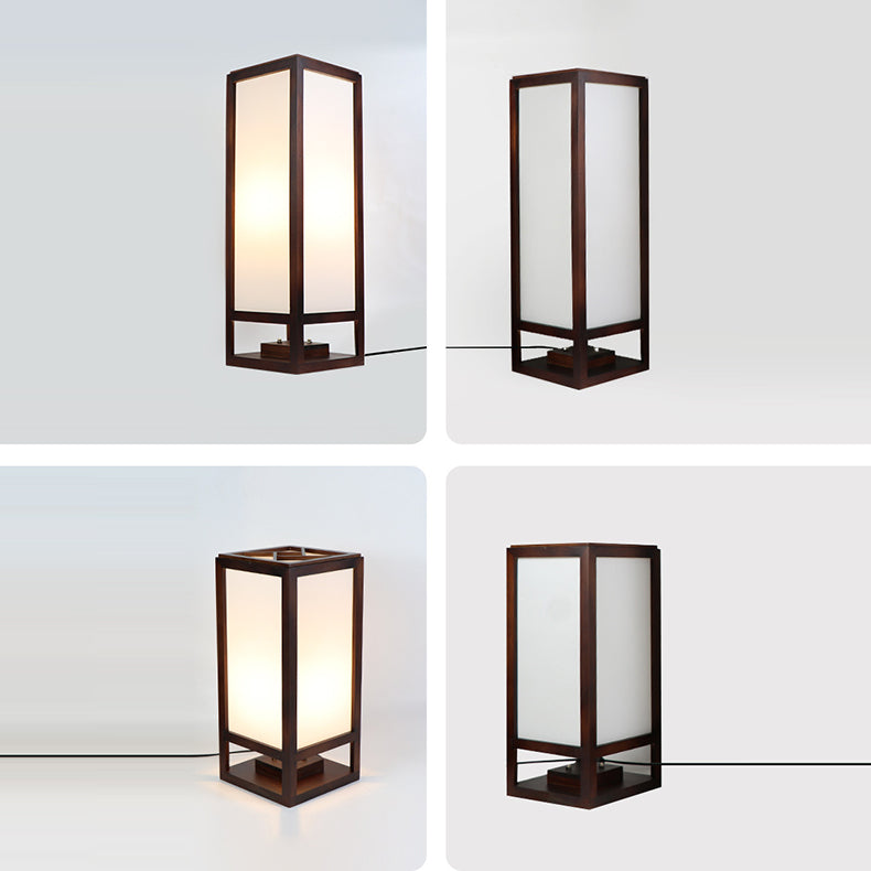 Chinese Rectangular Parchment Wood Floor Lamp