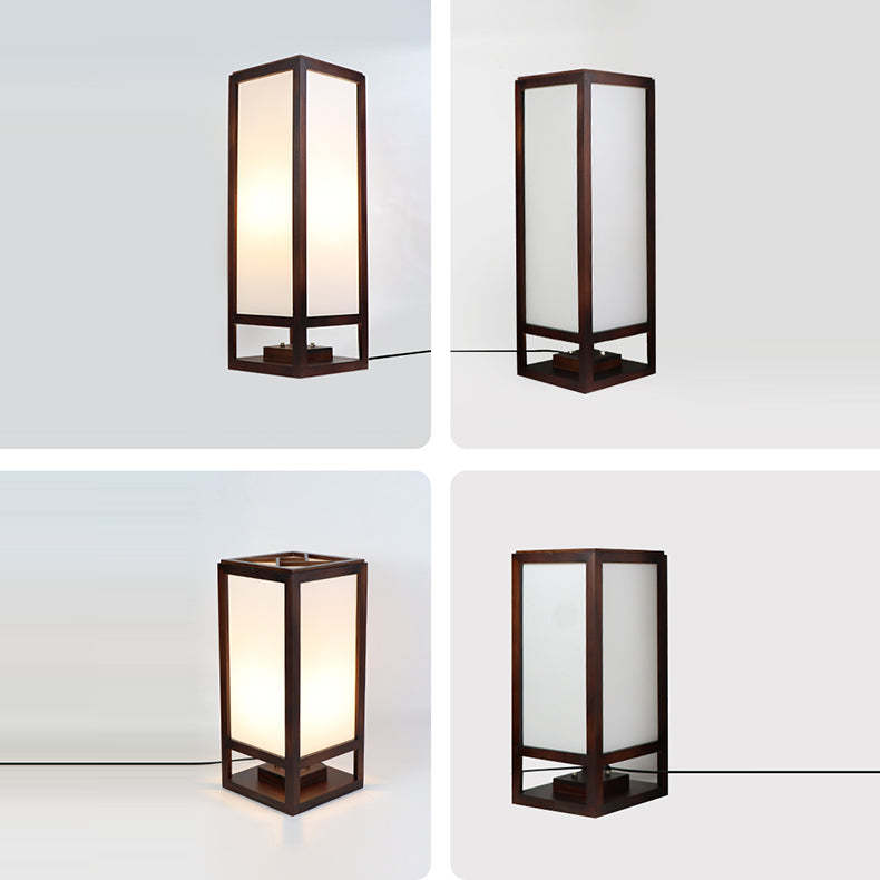 Chinese Rectangular Parchment Wood Floor Lamp