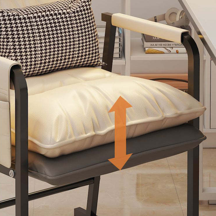 Minimalist Rectangular Leather Steel Armchair