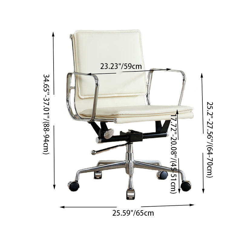 Retro Upholstered Leather Aluminum Desk Chair