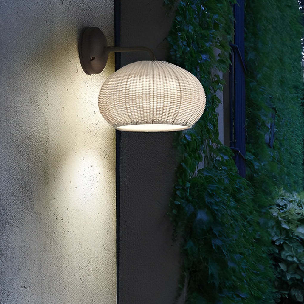 Lantern Shaped Waterproof Rattan Modern Outdoor Wall Lamp Chandelier-Lighom