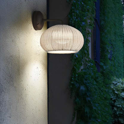 Lantern Shaped Waterproof Rattan Modern Outdoor Wall Lamp Chandelier-Lighom