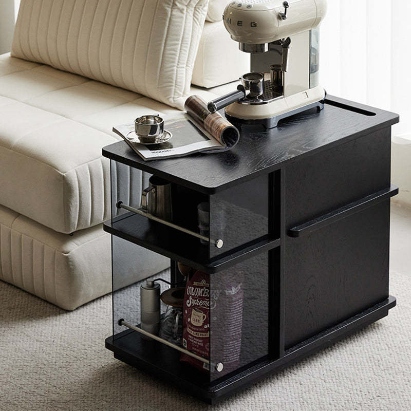 Vintage Rectangular Wood Glass 3-Tier Coffee Table