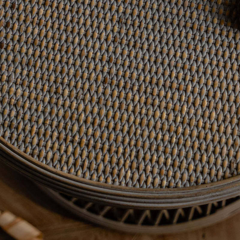 Japanese Round Rattan End Table