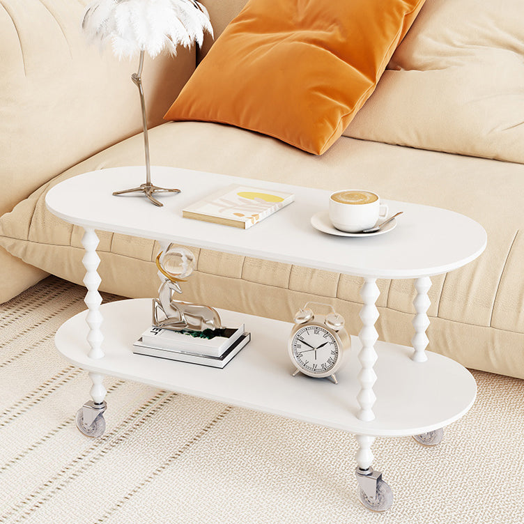 Vintage Oval Wood Plastic 2-Tier Side Table