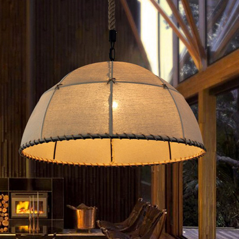 Traditional Rustic Fabric Semicircle Pendant Light