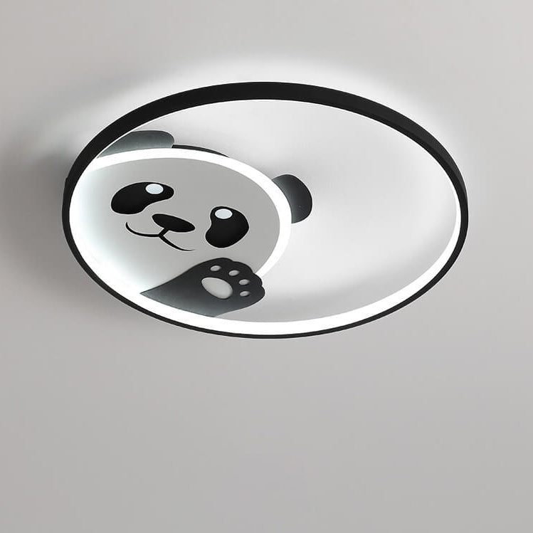 Cartoon Panda Round LED Flush Mount Light