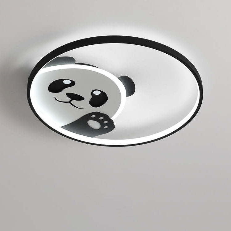 Cartoon Panda Round LED Flush Mount Light