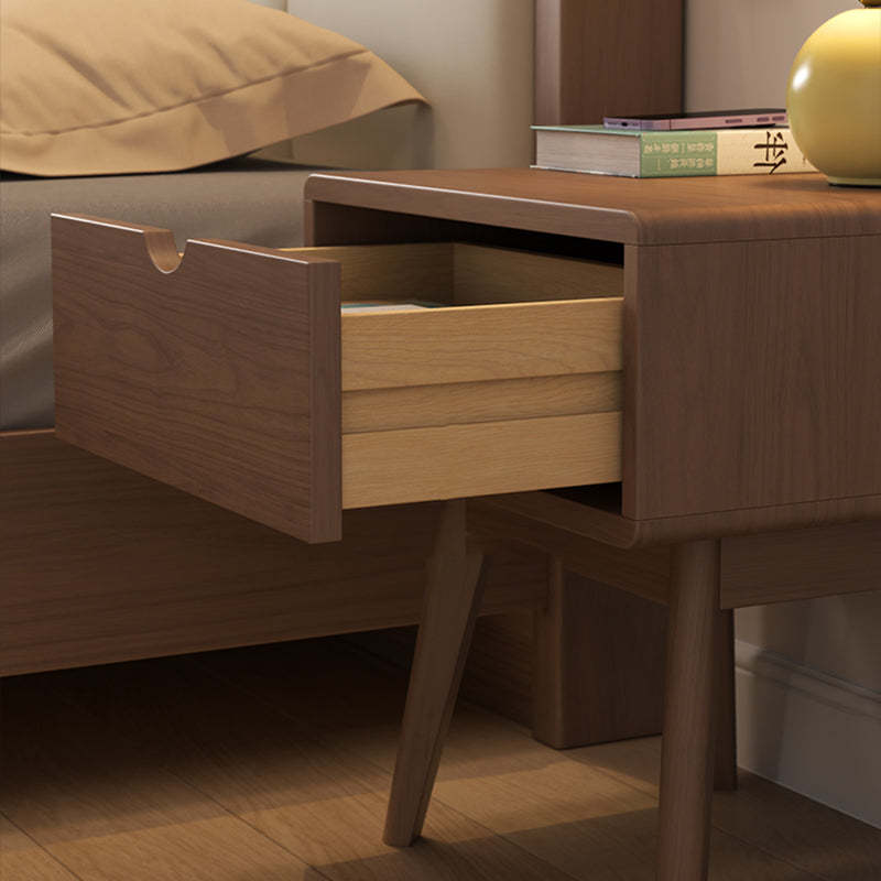 Modern Cubic Rubber Wood 1/2-Drawer Nightstand