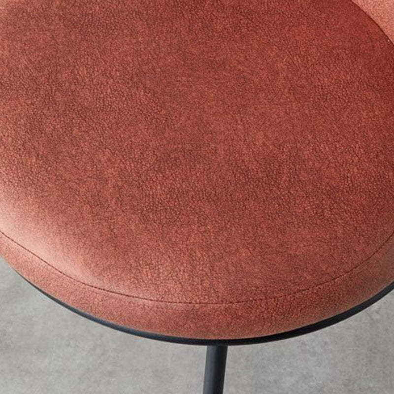 Scandinavian Round Leather Steel Dining Chair