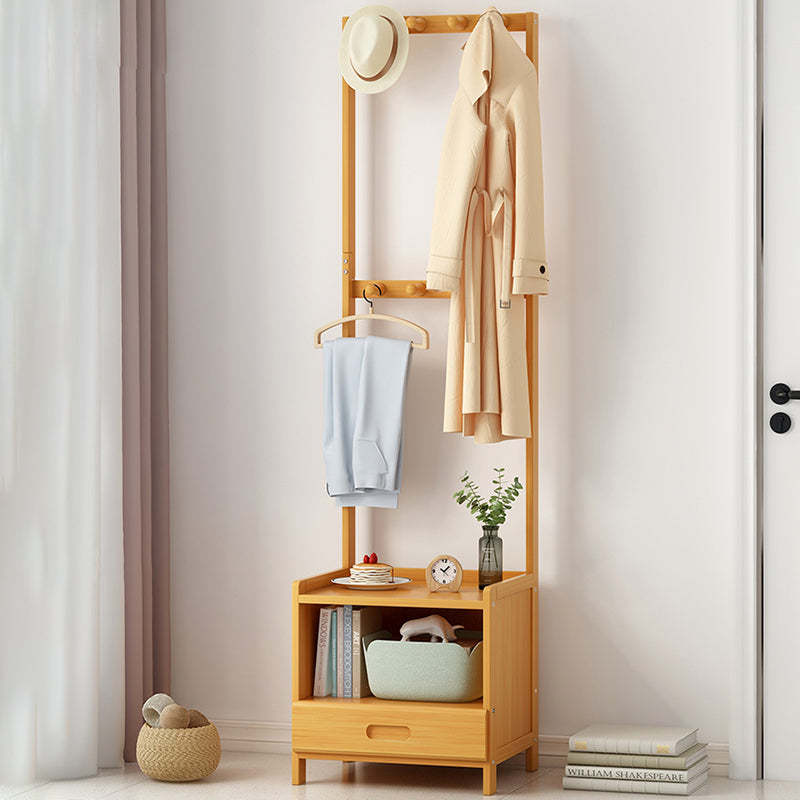 Minimalist Bamboo Coat Rack Nightstand 1/3-Drawer