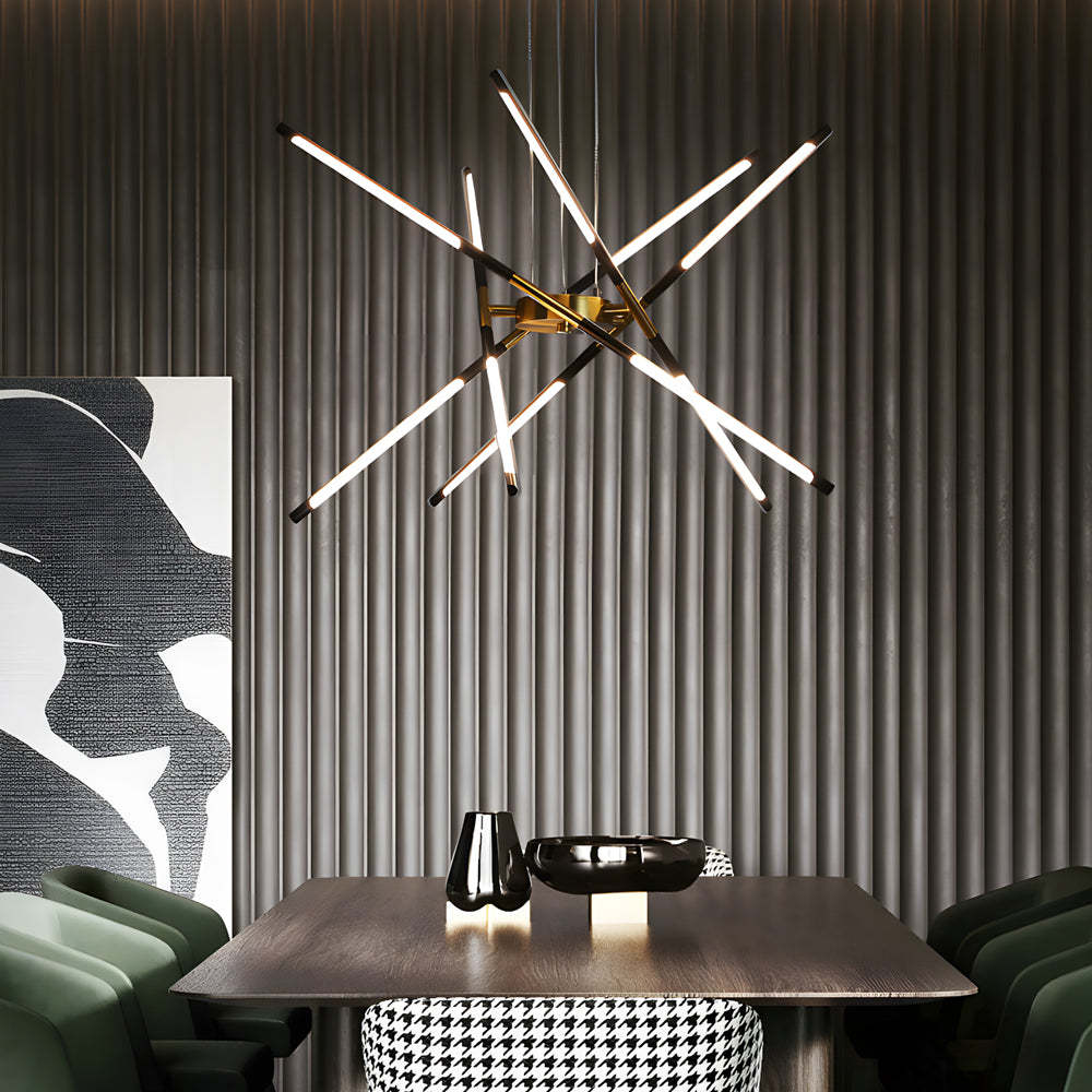 Modern Stepless Dimming Long Strip Sputnik — 4-Light / Black+Gold