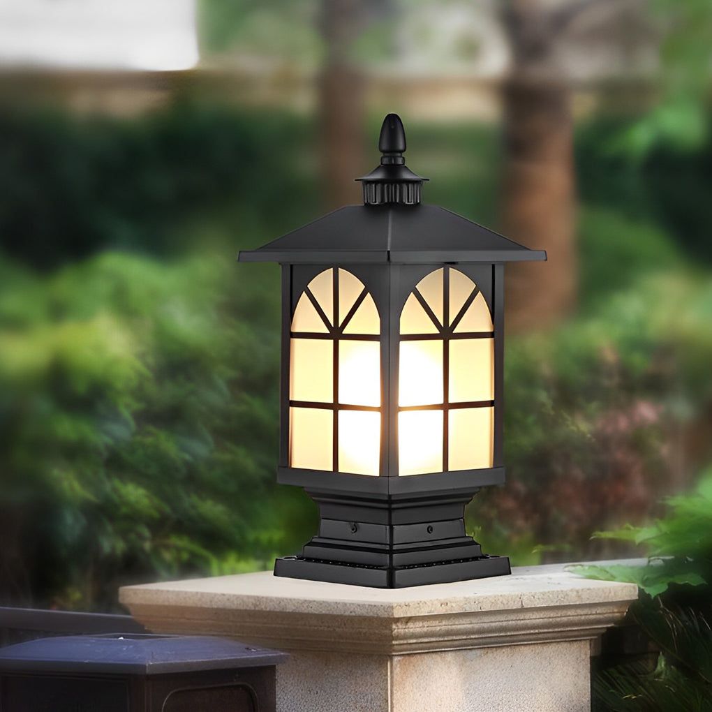Retro Creative Waterproof Modern Outdoor Fence Post Lights Pillar Lamp-Lighom