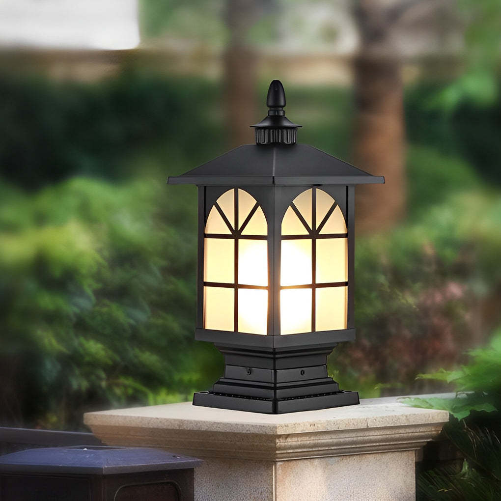 Retro Creative Waterproof Modern Outdoor Fence Post Lights Pillar Lamp-Lighom