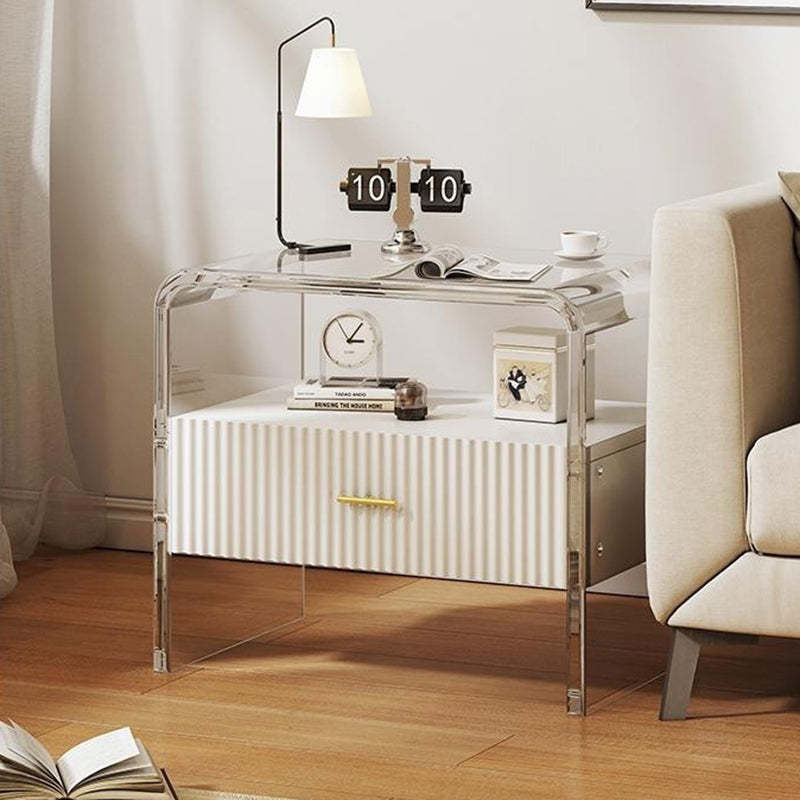 Modern Acrylic Solid Wood 1-Drawer Nightstand