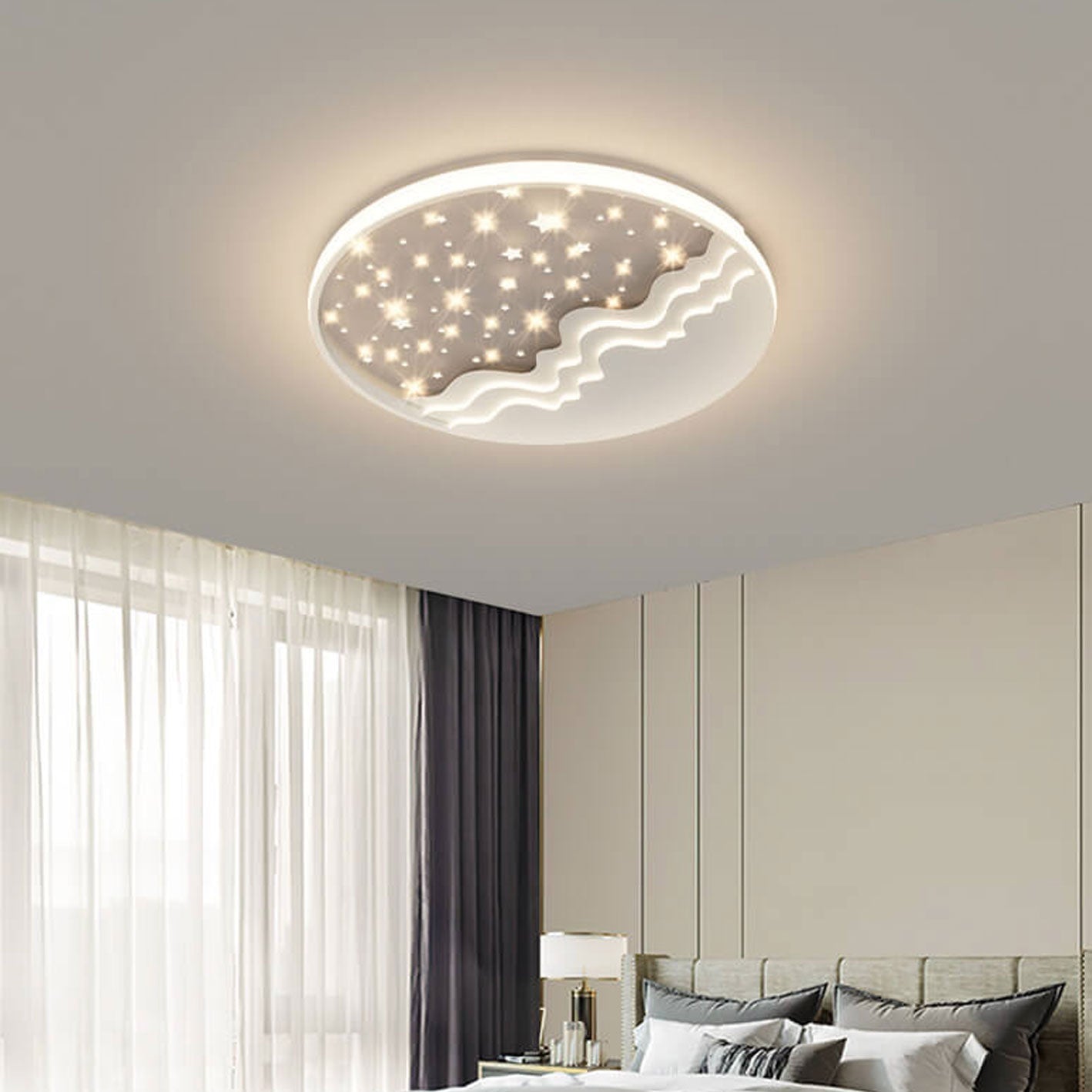 Lighom creative star round white flush mount lighting — Small (12"H / Warm White (3000K)