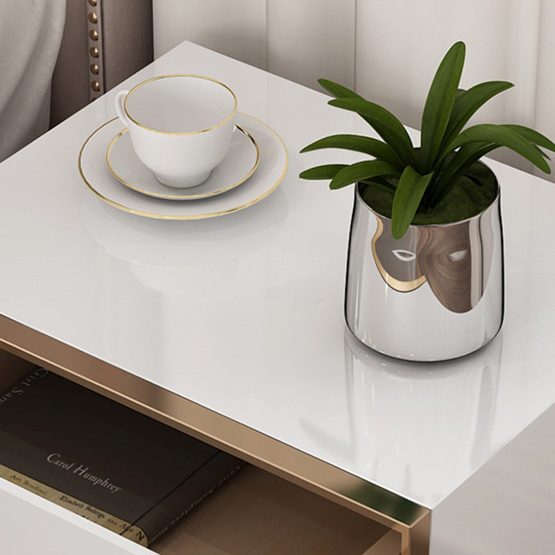 Modern Cubic Solid Wood Steel Nightstand