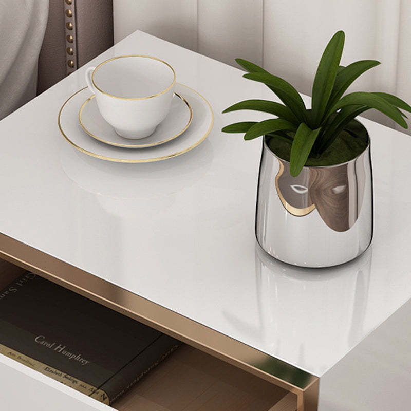 Modern Cubic Solid Wood Steel Nightstand