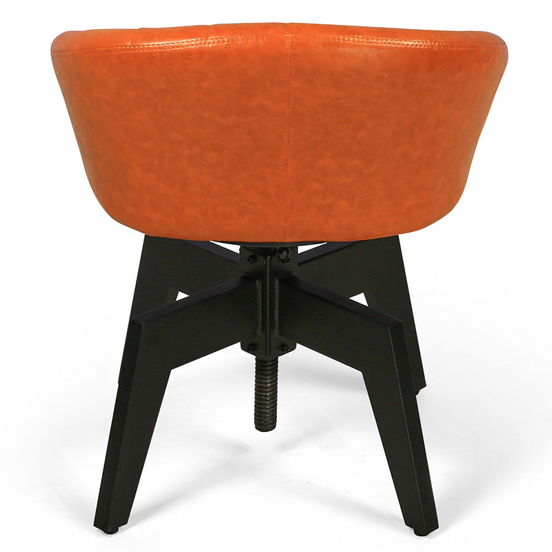 Retro Arc Liftable PU Leather Iron Dining Chair