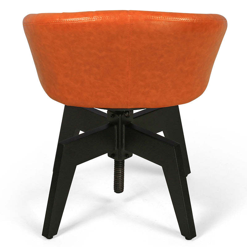 Retro Arc Liftable PU Leather Iron Dining Chair
