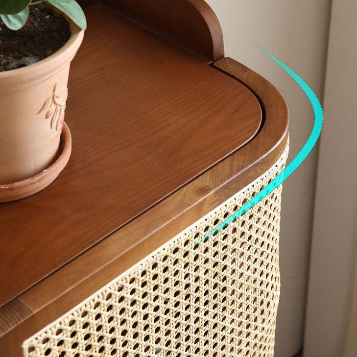 Vintage Rattan Wood 5-Tier Shoe Storage