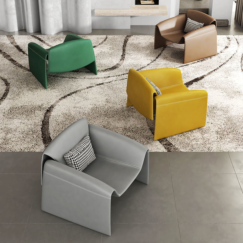 Minimalist Plywood Lambswool Accent Chair — Lambswool - Light Gray