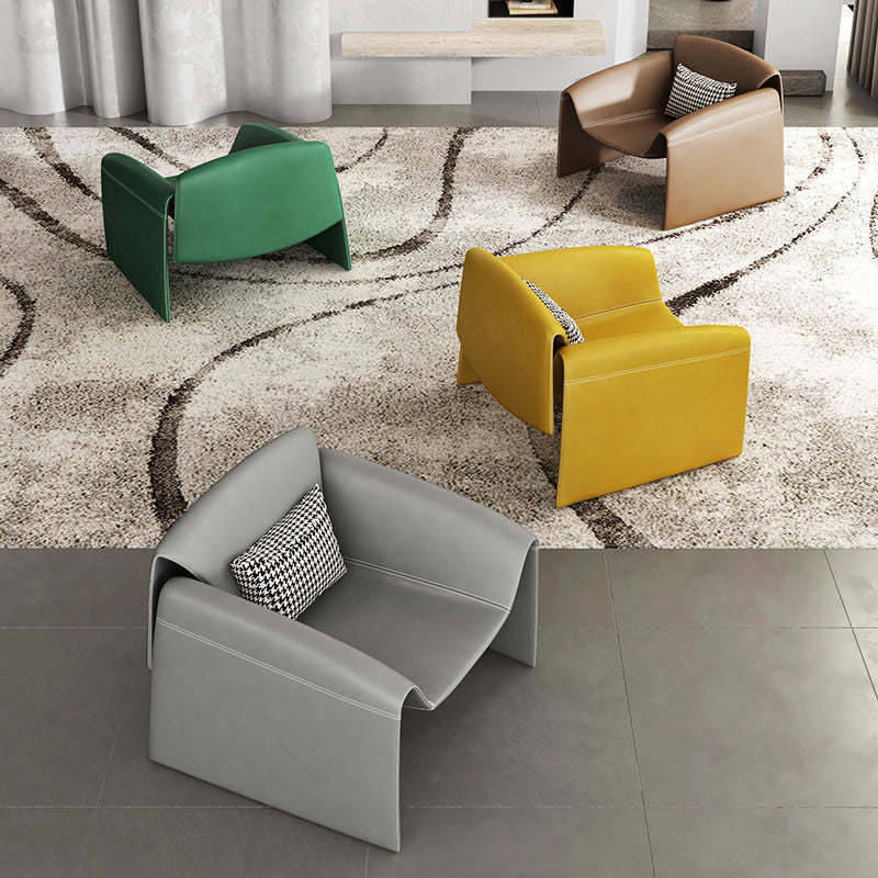 Minimalist Plywood Lambswool Accent Chair — Lambswool - Light Gray