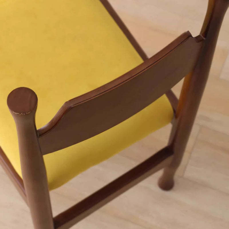 Vintage Wood Curved Velvet Dining Chair
