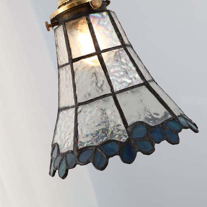 Japanese Vintage Brass Stained Glass Cone Pendant