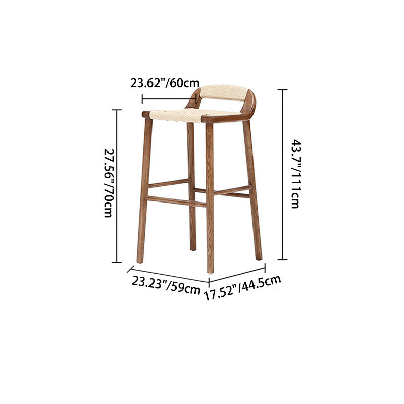 Retro Rope Woven Solid Wood Bar Stool