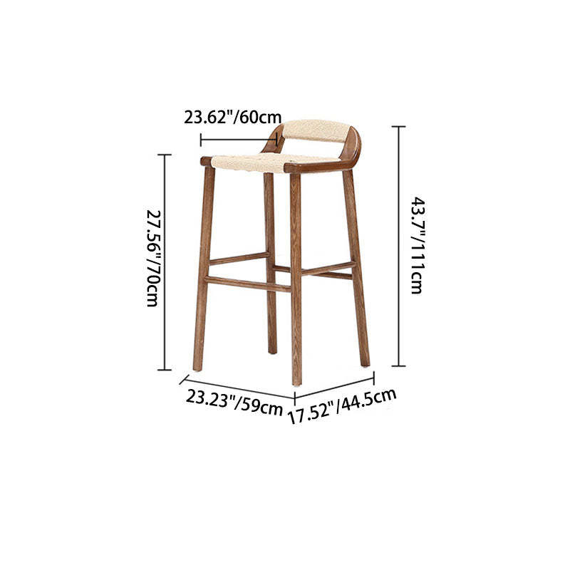 Retro Rope Woven Solid Wood Bar Stool