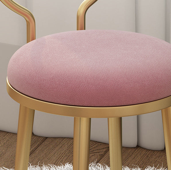 Minimalist Round Velvet Leather Metal Vanity Stool